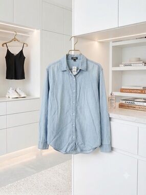 Light Wash boyfriend Denim Button-Up Shirt